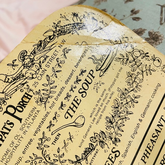 F7-Vintage Pittypat's Porch Atlanta Menu Hand Fan - Picture 8 of 9